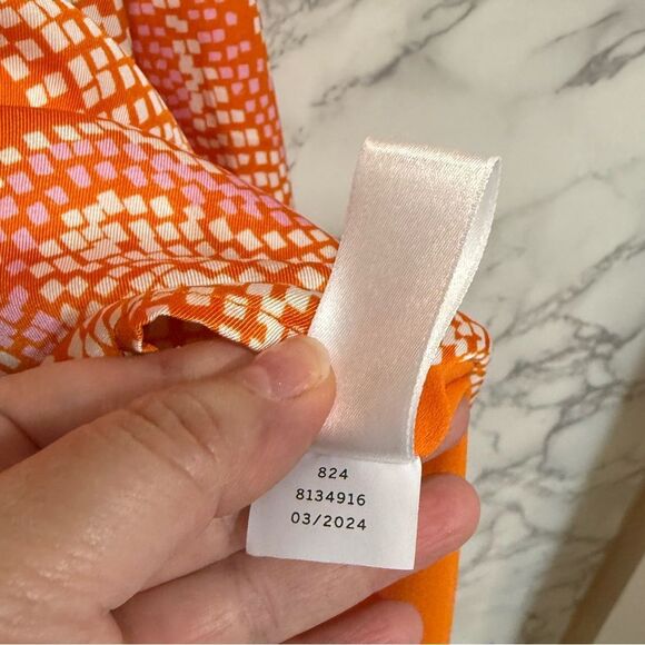 NEW 1.STATE Printed V-Neck Tiered Bubble Puff Sleeve Mini Dress Orange Size XS - Picture 9 of 11